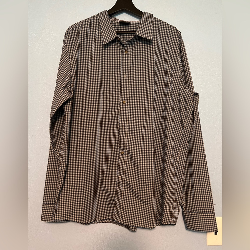 Oakley Navy Blue Checkered Long‎ Sleeve Button Down Men’s XL